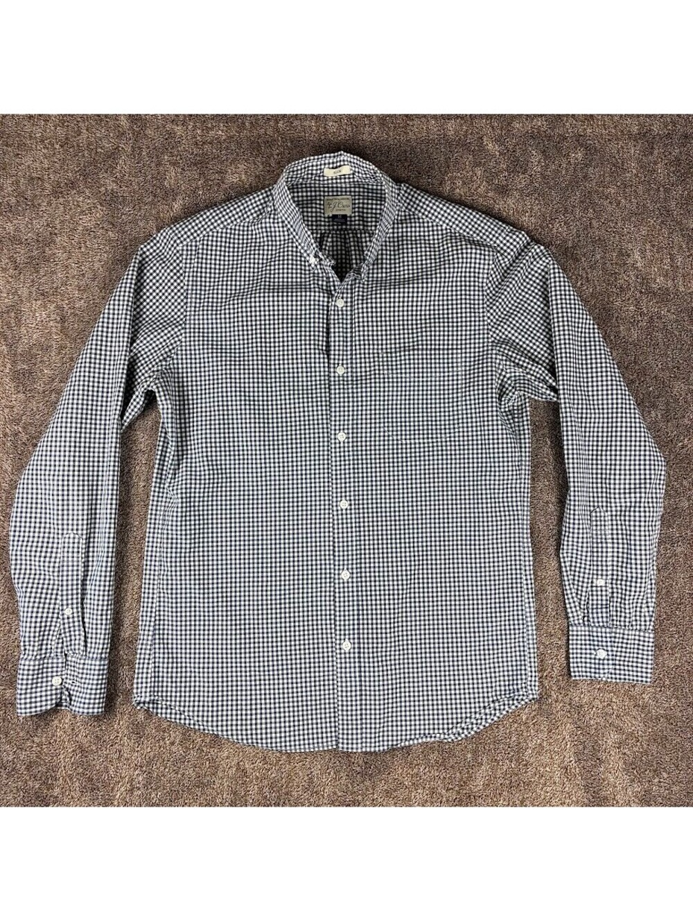 J. Crew Men's Blue & White Slim Long Sleeve Button Up Shirt